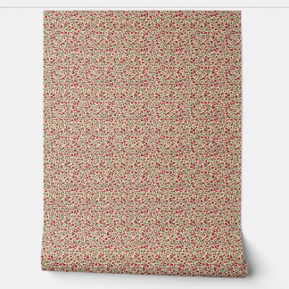 Authentic 1940s Muted Burgundy Floral Sprig Patter Wallpaper