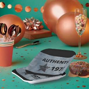 Authentic 1972 Vintage Star Retro Birthday Design  Paper Plate