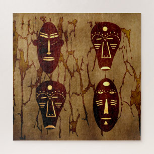 Authentic Aboriginal abstract mask Jigsaw Puzzle
