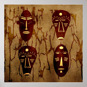 Authentic Aboriginal abstract mask Poster