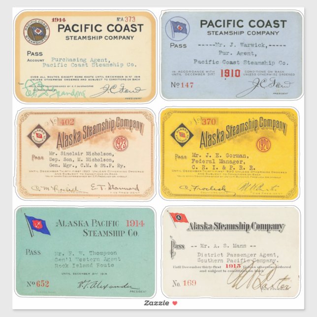 Authentic Alaska and Pacific Steamship Pass 1900s (Sheet)