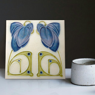 Authentic Art Nouveau John Barratt Majolica Floral Ceramic Tile