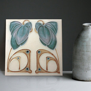 Authentic Art Nouveau John Barratt Majolica Floral Ceramic Tile