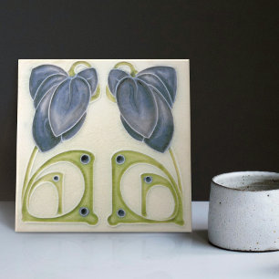 Authentic Art Nouveau John Barratt Majolica Floral Ceramic Tile