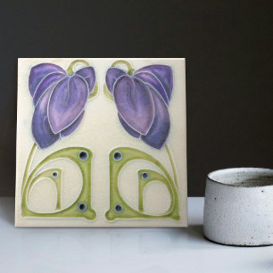 Authentic Art Nouveau John Barratt Majolica Floral Ceramic Tile