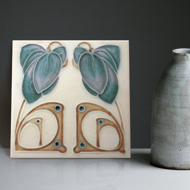 Authentic Art Nouveau John Barratt Majolica Floral Ceramic Tile (Creator Uploaded)