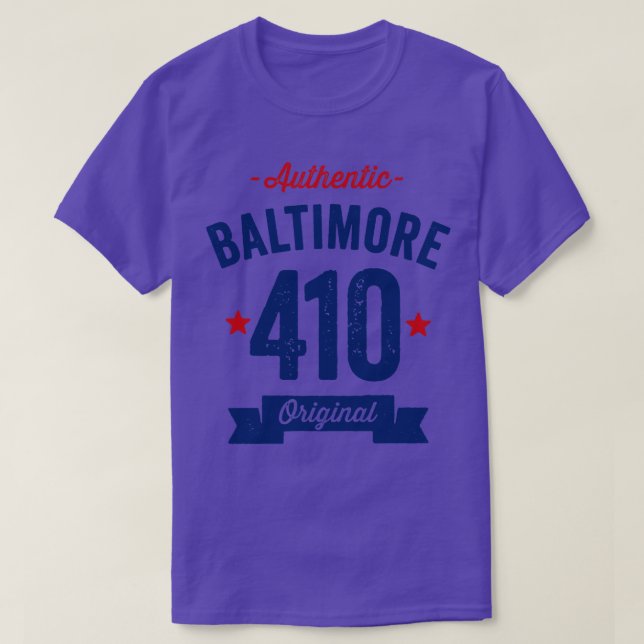 Authentic Baltimore 410 Area Code T-Shirt (Design Front)