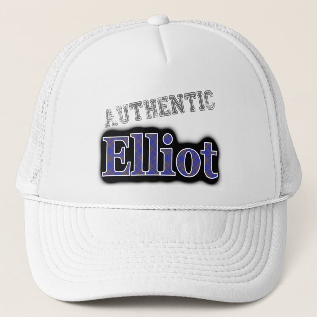 Authentic Clan Elliot Scottish Tartan Name Trucker Hat (Front)