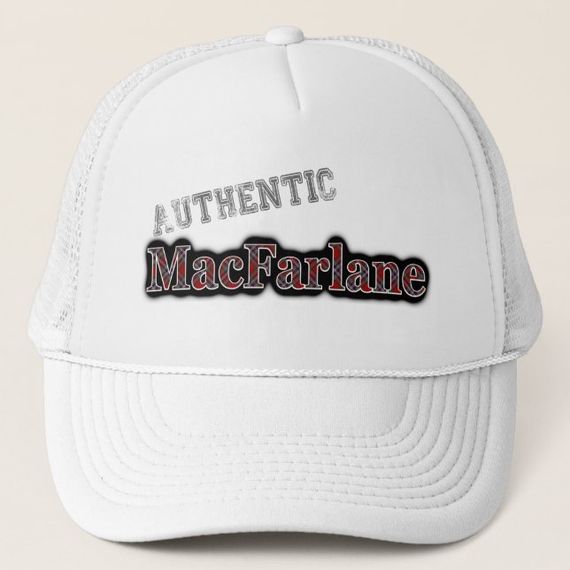 Authentic Clan MacFarlane Scottish Tartan Name Trucker Hat (Front)