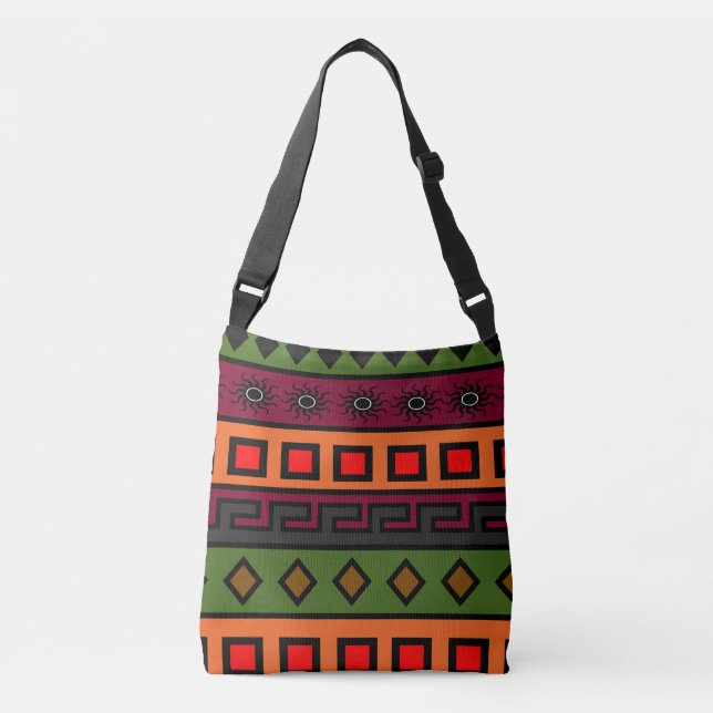 Authentic ethnic African tribal colourful pattern Crossbody Bag (Front)