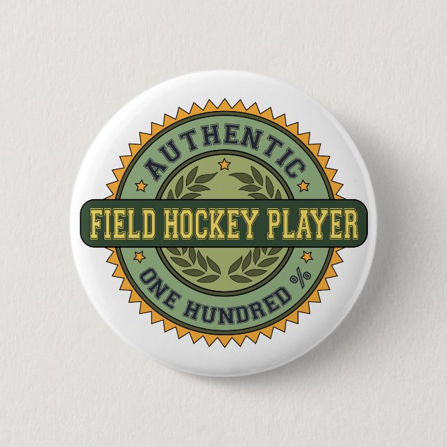 Authentic Field Hockey Player 6 Cm Round Badge (Front)