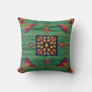 Authentic Green Kilim Pillows: A Touch of Traditio Cushion