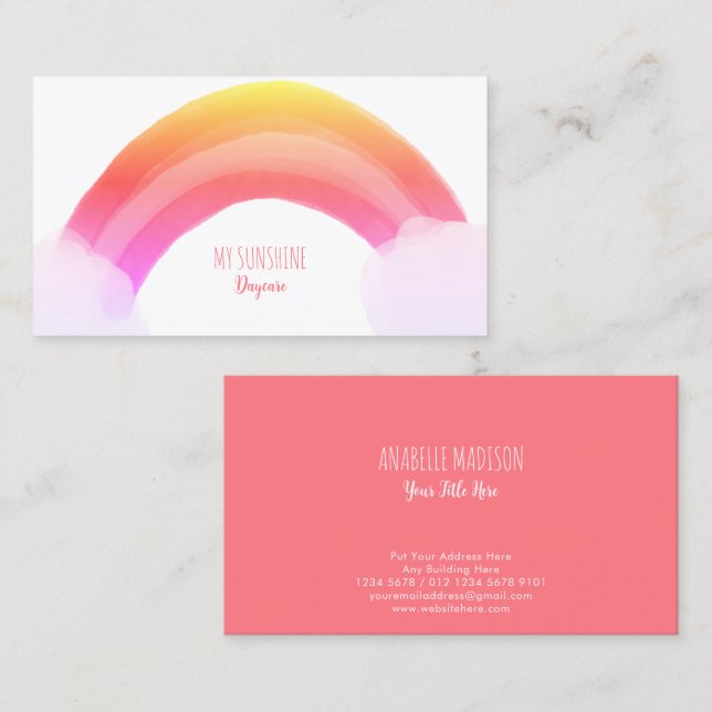 Authentic Hand Drawn Rainbow | Water Coloured Business Card (Front/Back)