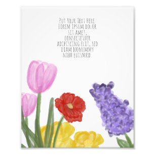 Authentic Hand Drawn Water Coloured Flowers Photo Print
