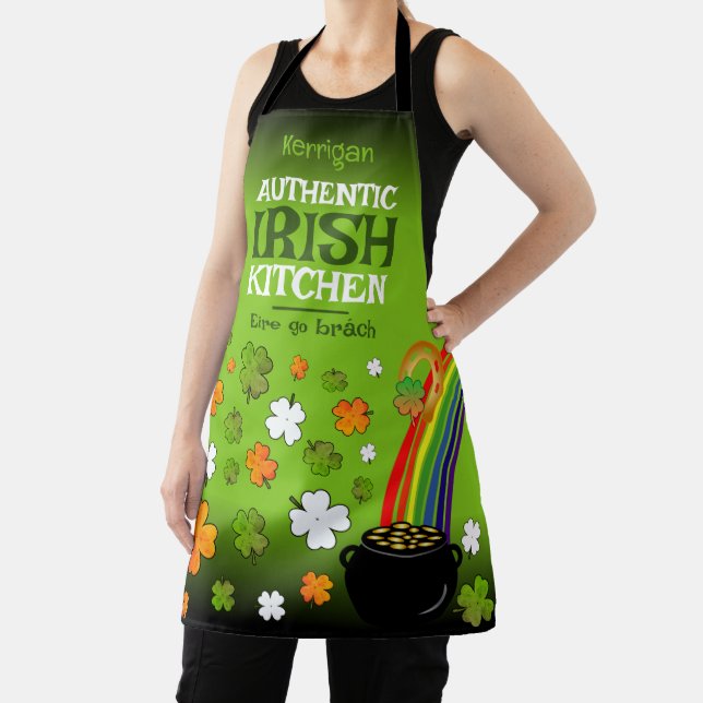Authentic Irish Kitchen with Your Name on GREEN Apron (Insitu)