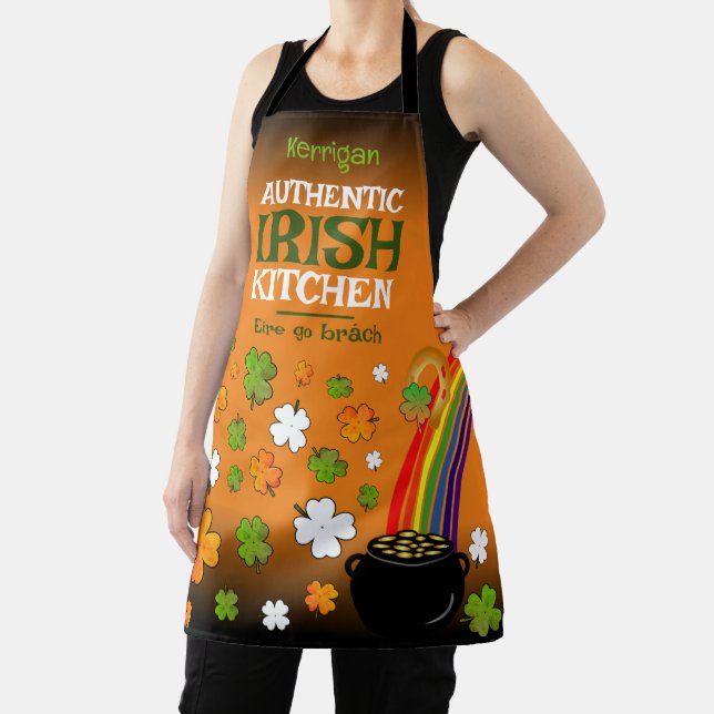 Authentic Irish Kitchen with Your Name on ORANGE Apron (Insitu)