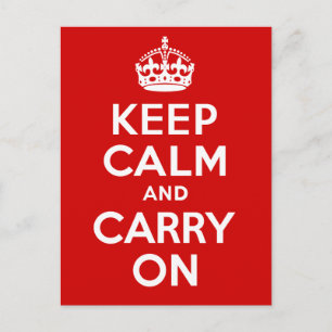 Authentic Keep Calm And Carry On Original Red Postcard