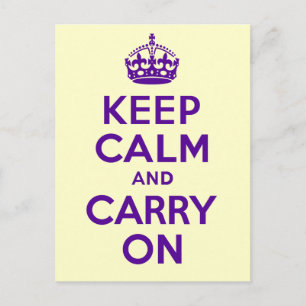 Authentic Keep Calm And Carry On Purple best price Postcard