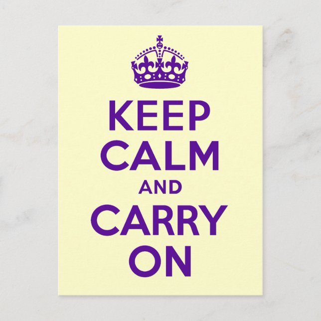 Authentic Keep Calm And Carry On Purple best price Postcard (Front)