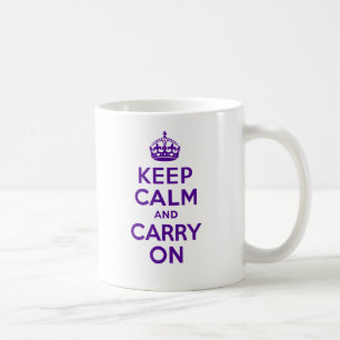 Authentic Keep Calm And Carry On Purple Coffee Mug