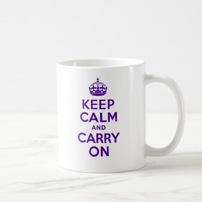 Authentic Keep Calm And Carry On Purple Coffee Mug (Right)