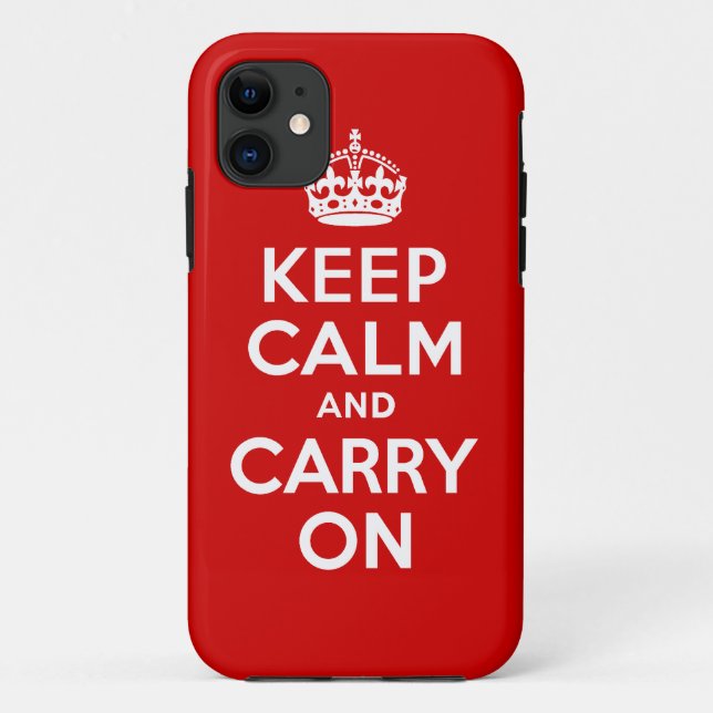 Authentic Keep Calm And Carry On Red and White Case-Mate iPhone Case (Back)