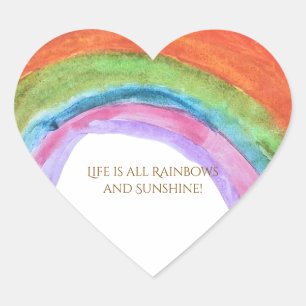 Authentic Kid's Rainbow Watercolor Birthday  Heart Sticker