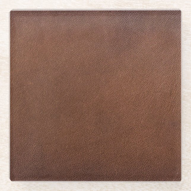 Authentic leather texture, genuine background. glass coaster (Front)