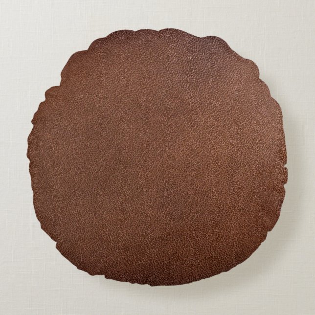 Authentic leather texture, genuine background. round cushion (Front)