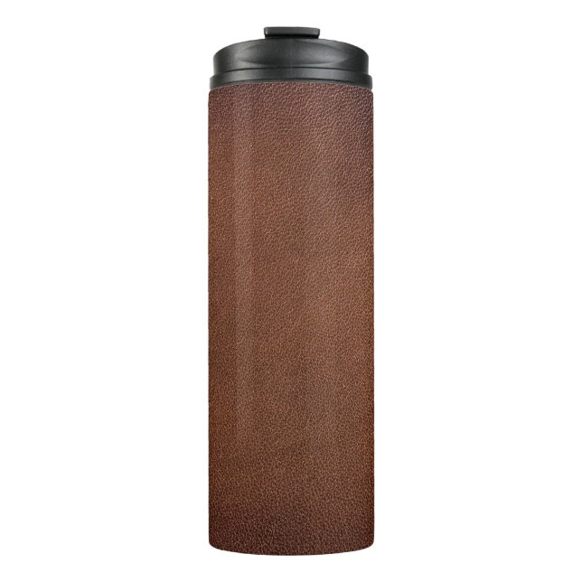 Authentic leather texture, genuine background. thermal tumbler (Front)