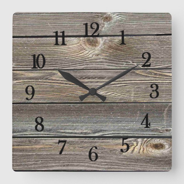 Authentic looking wood square wall clock (Front)