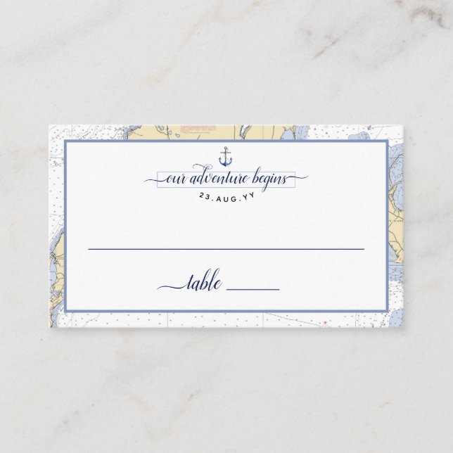 Authentic Nautical Chart Anchor Wedding / Event Place Card (Front)