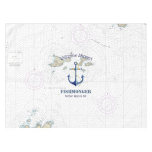 Authentic Nautical Chart Barren Islands Alaska  Tablecloth