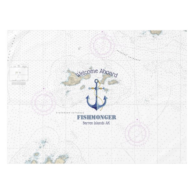 Authentic Nautical Chart Barren Islands Alaska  Tablecloth (Front (Horizontal))