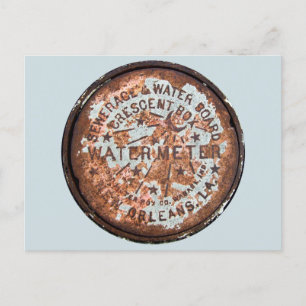 Authentic New Orleans Water Metre Cover Postcard