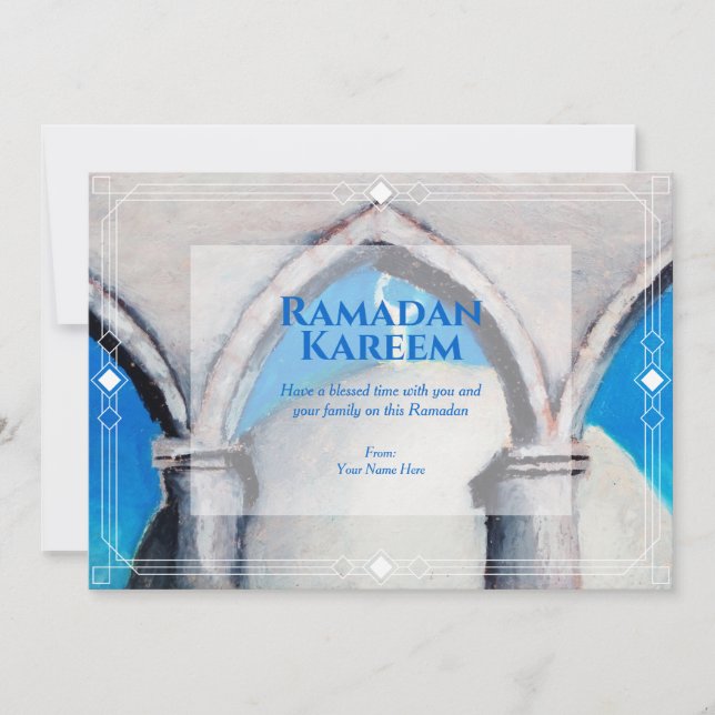Authentic Oil Pastel Drawing Ramadan Greeting Card (Front)