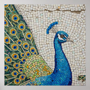 Authentic Peacock Mosaic Poster