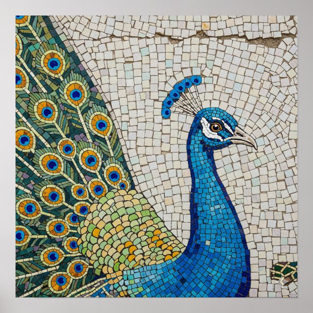 Authentic Peacock Mosaic Poster (Front)