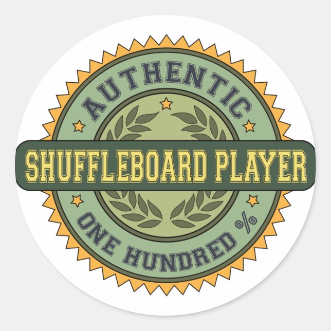 Authentic Shuffleboard Player Classic Round Sticker (Front)