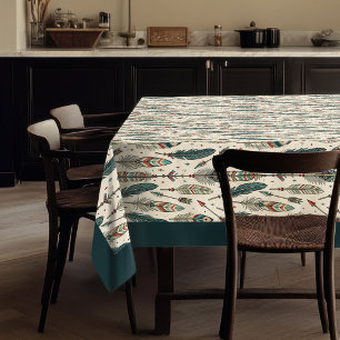 Authentic Tribal Feathers & Arrows Boho Decor Tablecloth