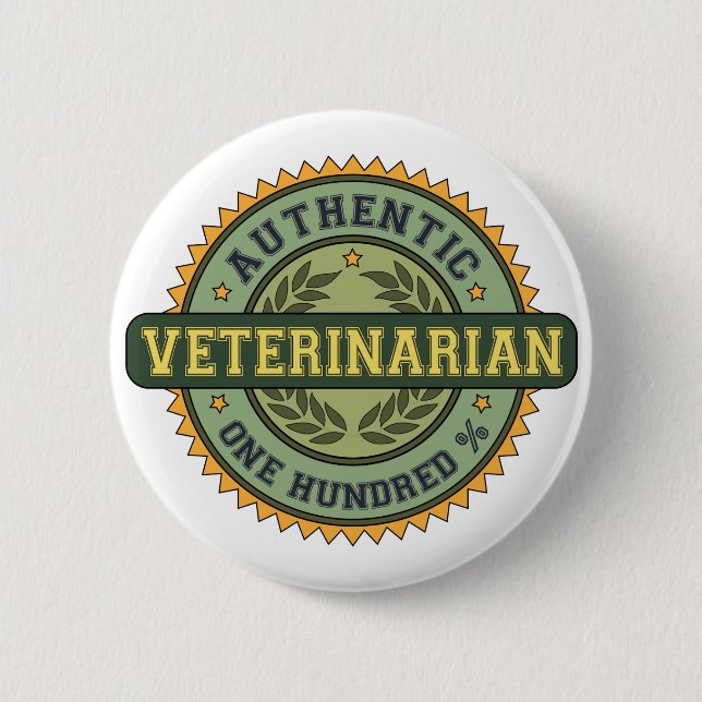 Authentic Veterinarian 6 Cm Round Badge (Front)