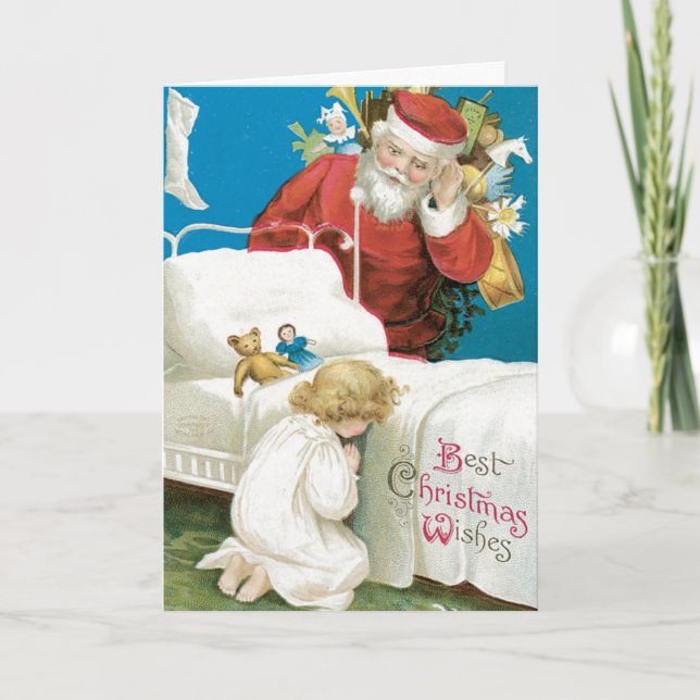 Authentic Vintage Christmas Cards - Santa (Front)
