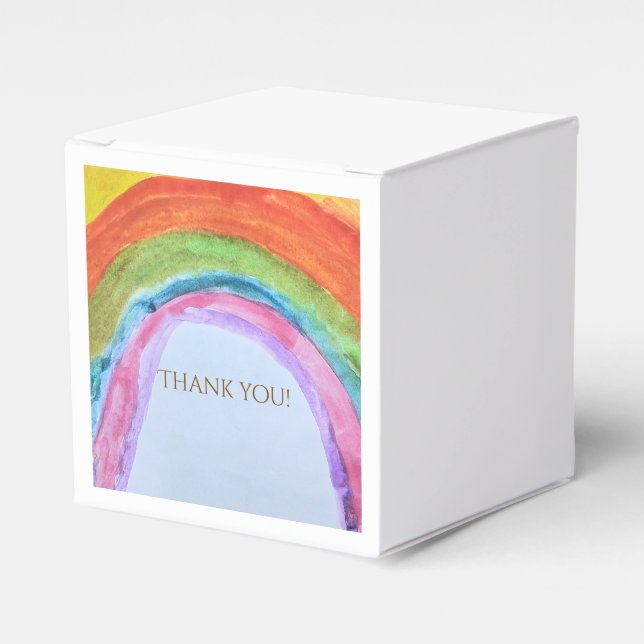 Authentic Watercolor Boho Rainbow Favour Box (Front Side)