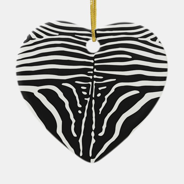 Authentic Zebra Skin Print - black white stripe Ceramic Ornament (Front)