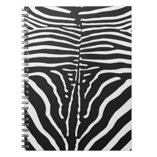 Authentic Zebra Skin Print - black white stripe Notebook