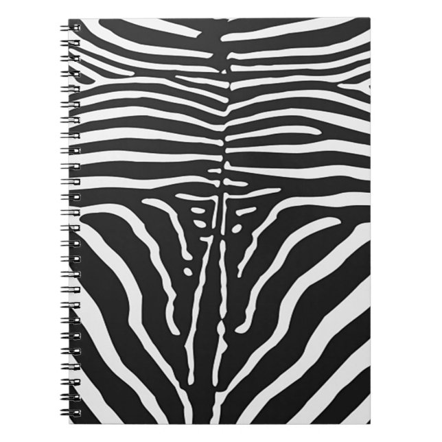 Authentic Zebra Skin Print - black white stripe Notebook (Front)