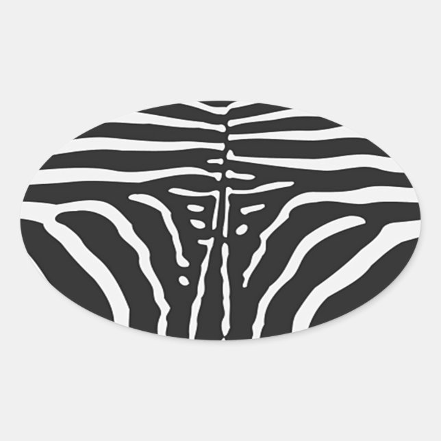 Authentic Zebra Skin Print - black white stripe Oval Sticker (Front)