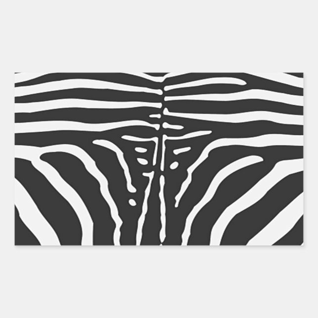 Authentic Zebra Skin Print - black white stripe Rectangular Sticker (Front)