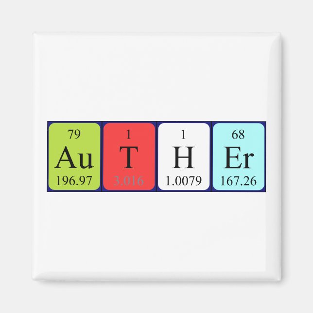 Auther periodic table name magnet (Front)