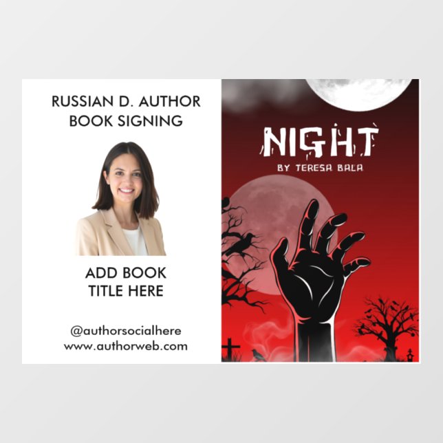 Author Book Cover Promotional Window Cling (Sheet)